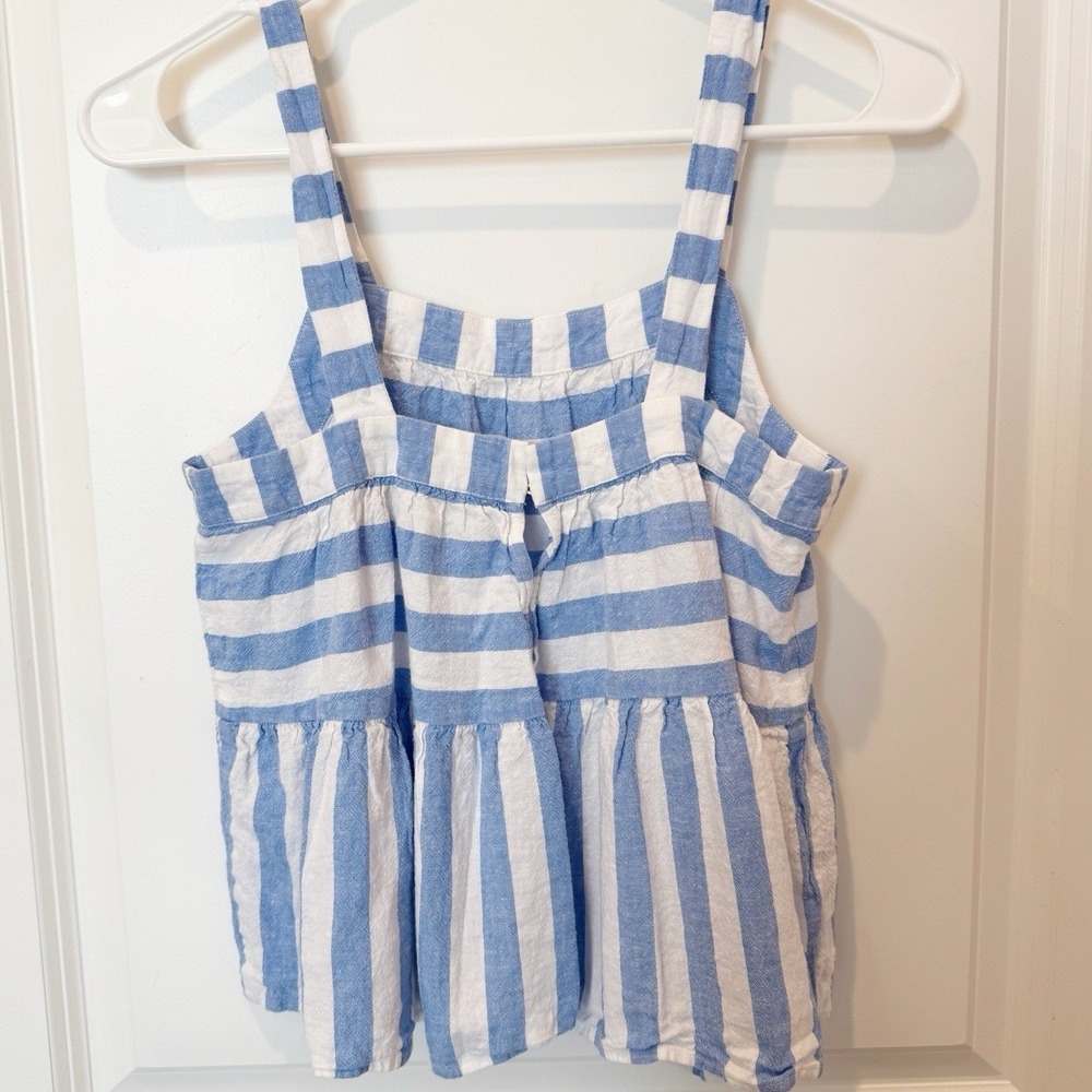 Loft Linen Blend Striped Cropped Tank Top Size XXS Coastal Beachy Lightweight - Picture 3 of 7